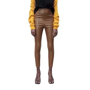 ZARA | High-Waisted Faux Leather Leggings